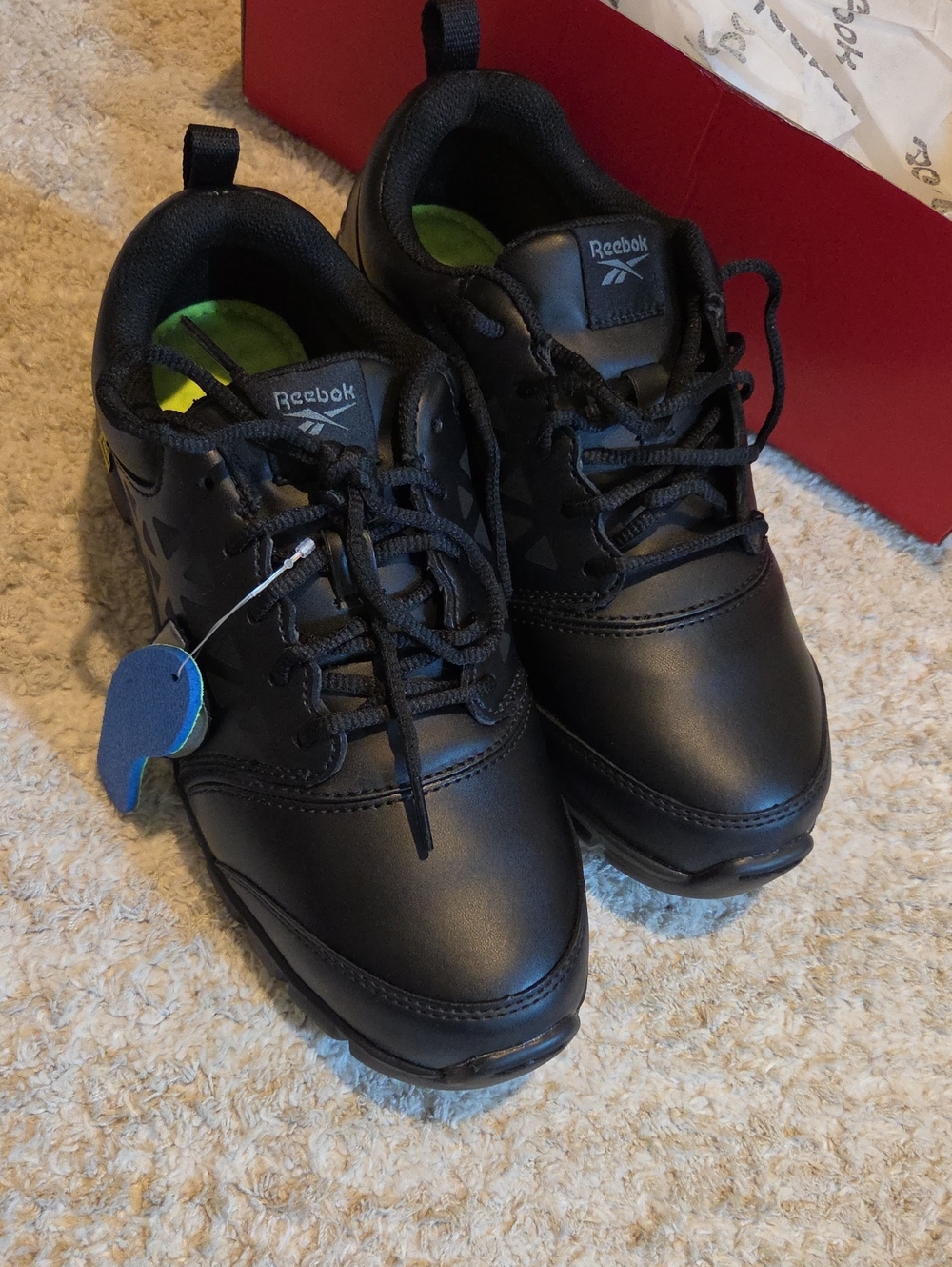 Reebok Black Athletic Lace-Up Sneakers With Steel Toe And Met Guard